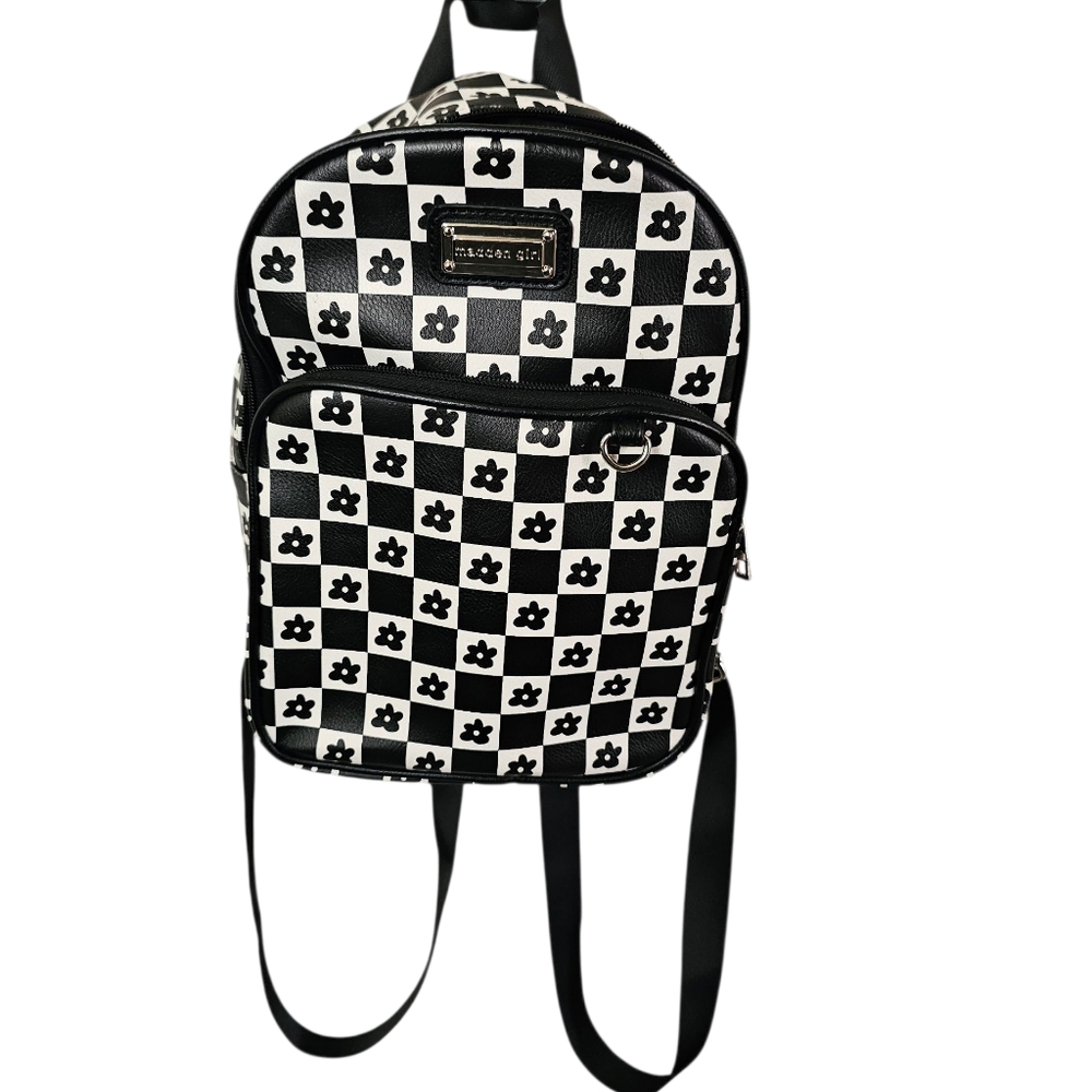 Steve Madden Black and White Checkered Backpack